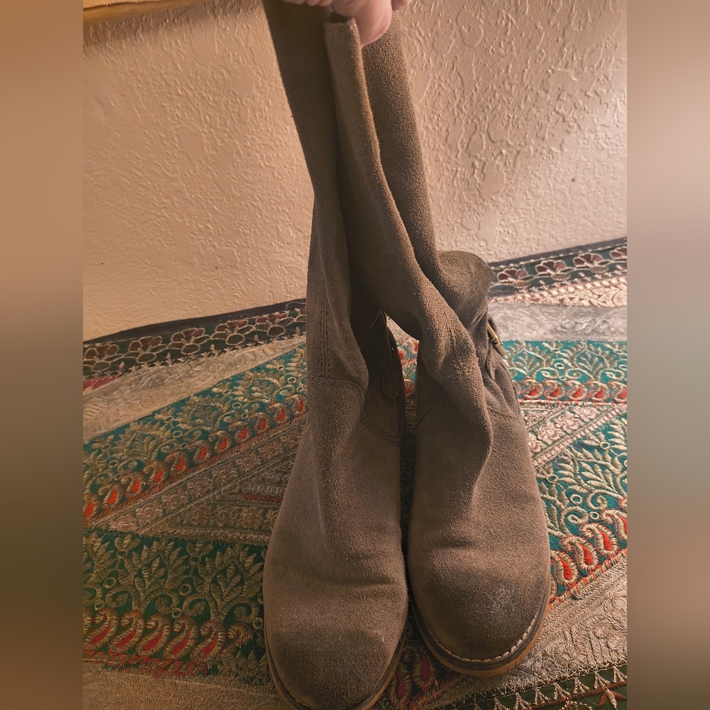 Kelsi Dagger Gray Leather Boots Size 8